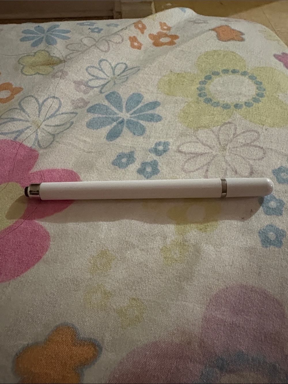 Slim White Stylus Pen with Silver Accents
